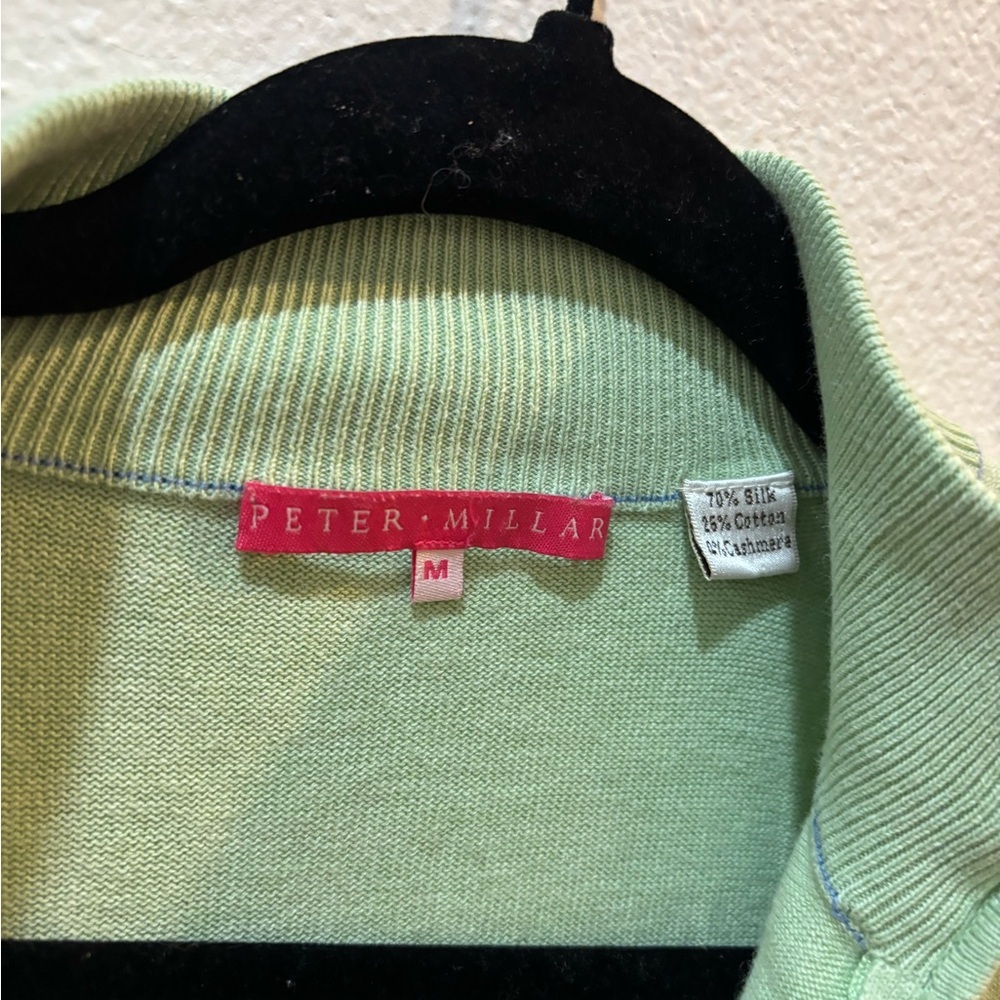 Peter Millar Women’s Silk Cotton Quarter Zip Sweater – Mint Green – Size M - Picture 6 of 12